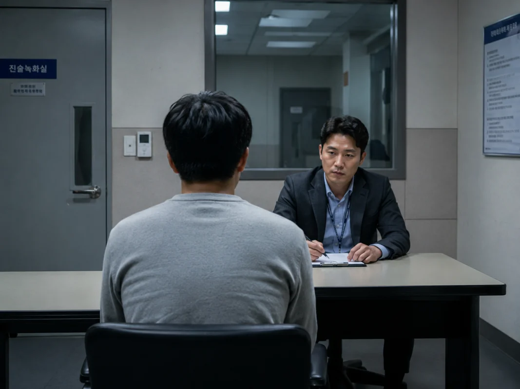 양천구 불법촬영 초범|진술녹화실에서 형사가 피의자를 조사하는 모습