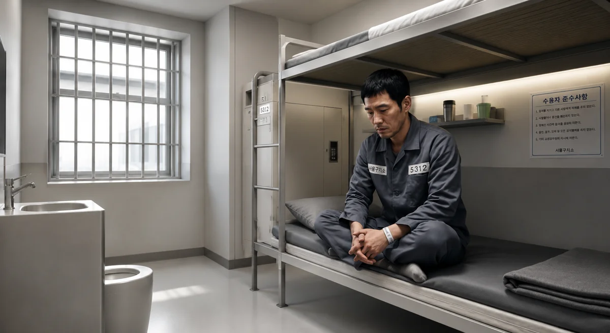 양천구 아청법 성착취물 배포|서울구치소 수용실에 앉아 있는 수용자