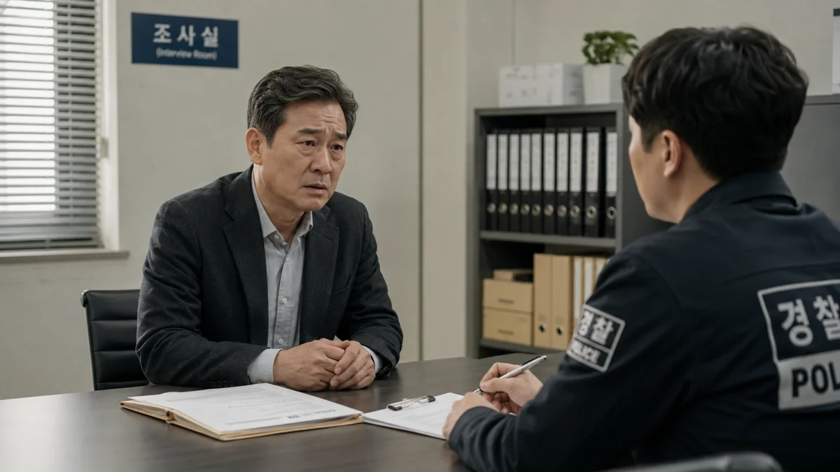 목동 성매매 초범 불기소|경찰 조사실에서 조사를 받고 있는 남성